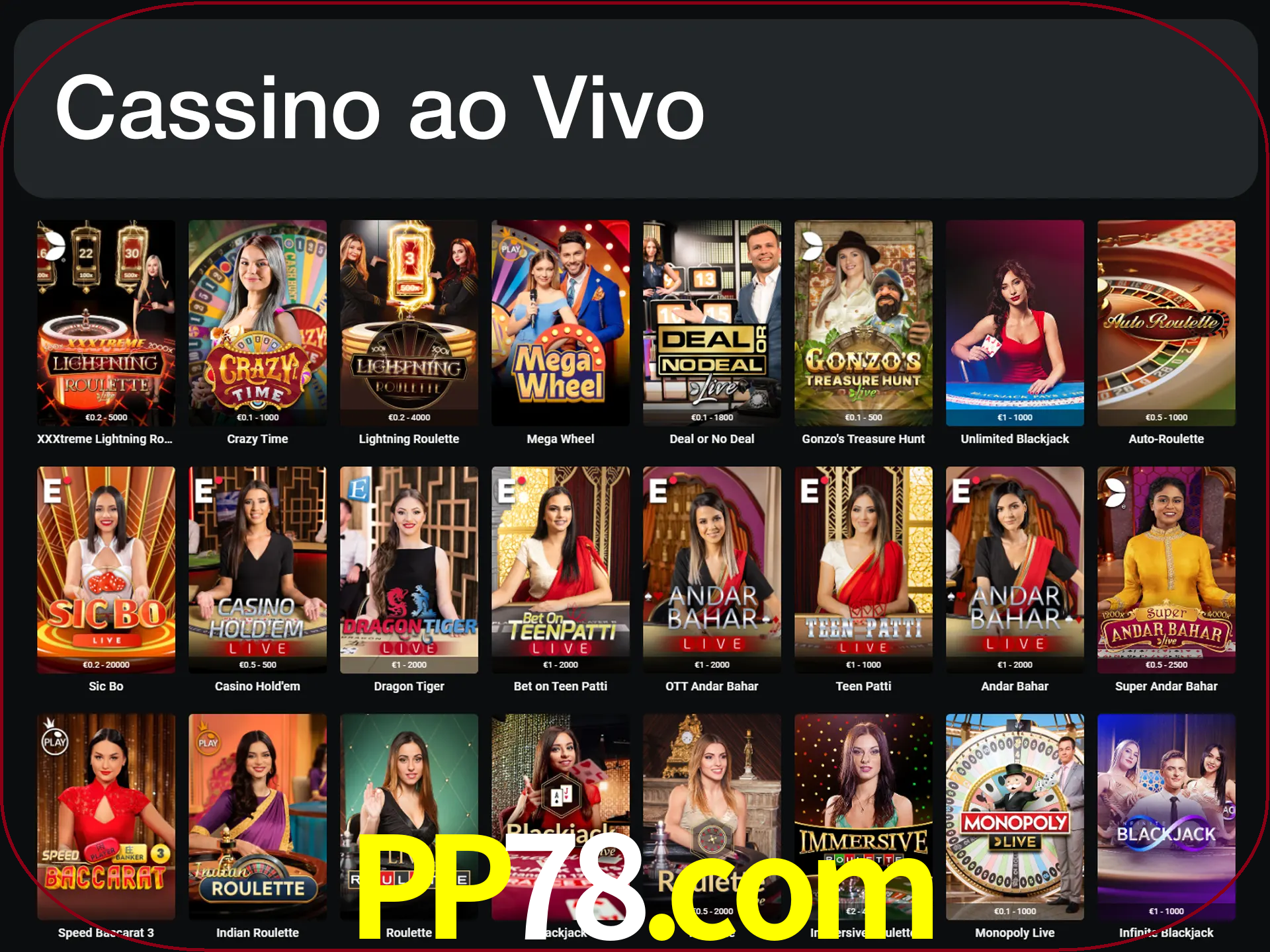 Jogue jogos de cassino com um verdadeiro dealer.