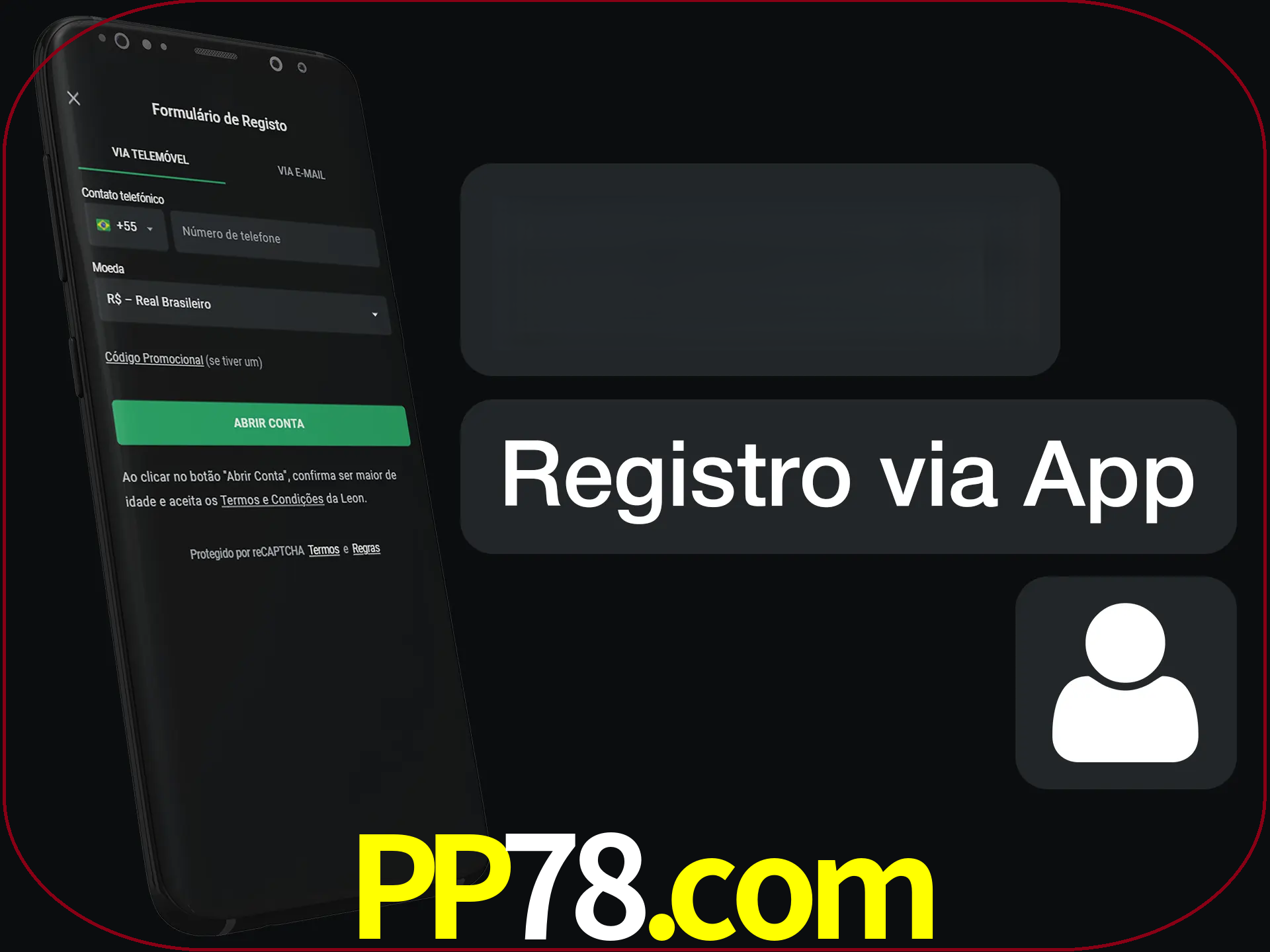 Registre-se com duas etapas usando o aplicativo.