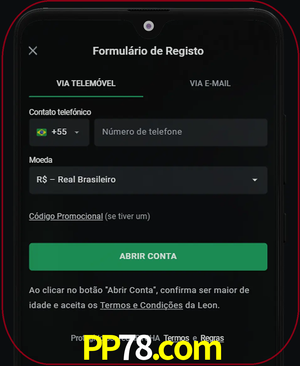 Abra o aplicativo e inicie o processo de registro.