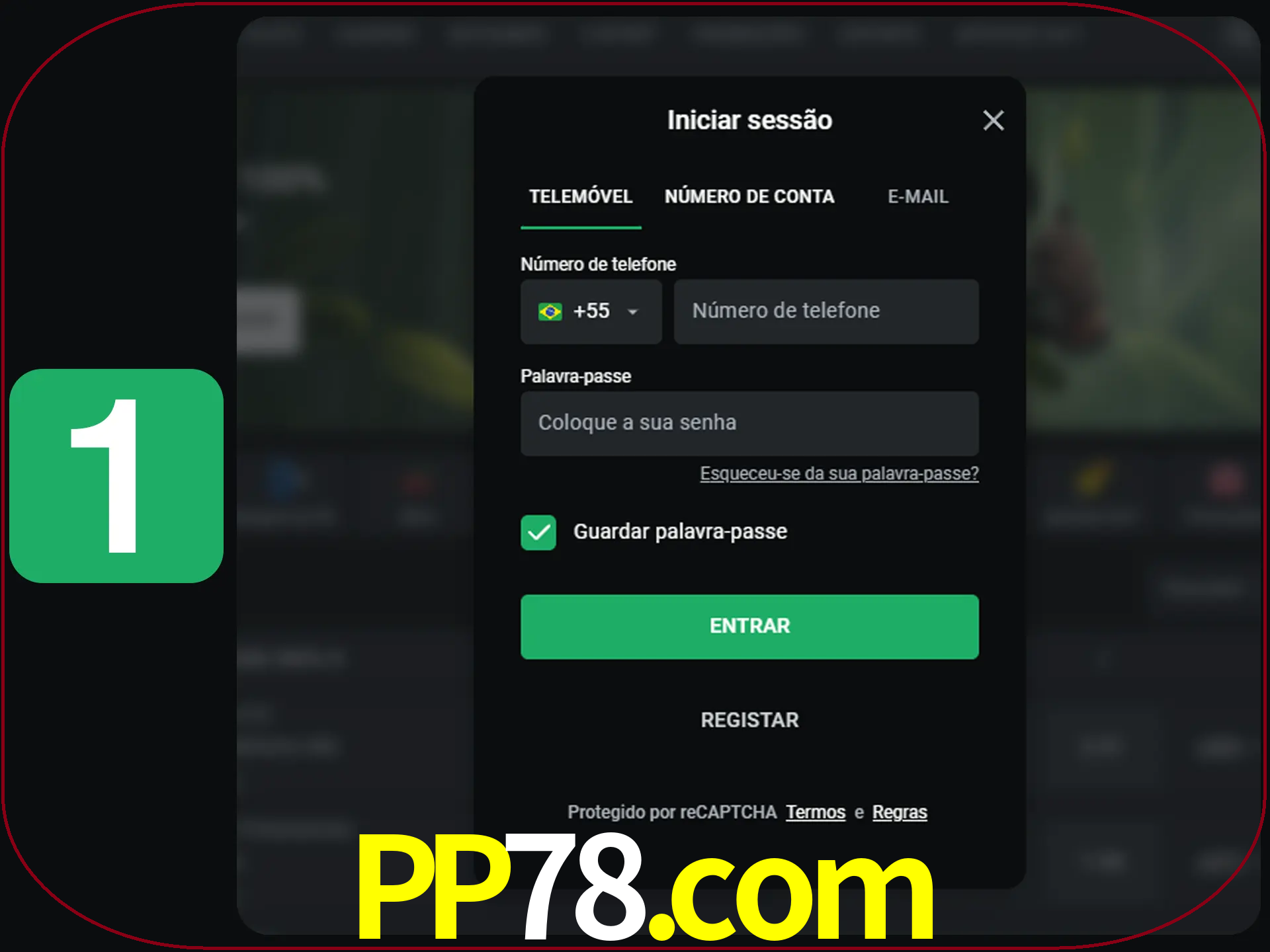 Clique no botão Entrar.